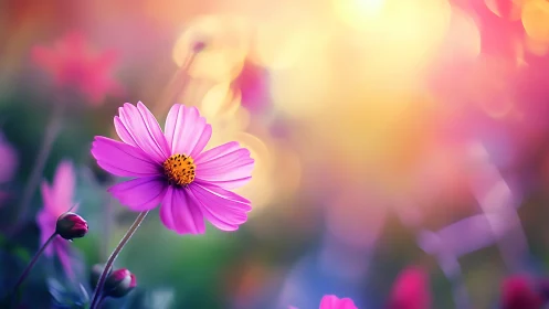 Magenta Cosmos Bloom: Where Light Dances Through Petals.