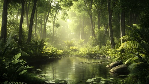Sunlit Forest Stream Sanctuary