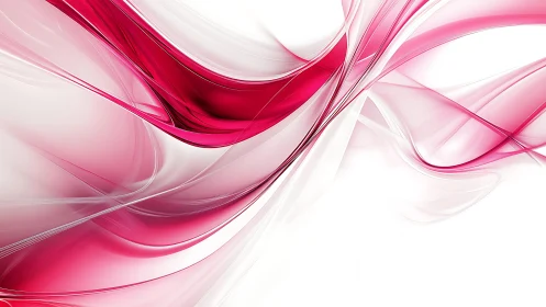 Flowing pink and white abstract waves digital art background.