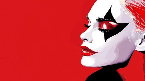 Velvet silence paints a masked siren in crimson dreams