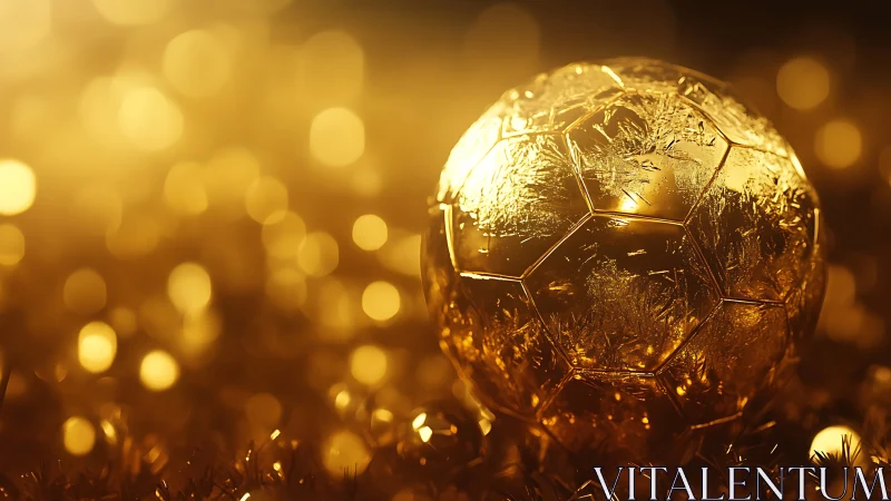Gilded frostbound football glowing in molten sunset haze.