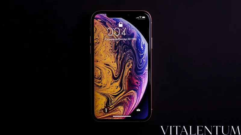 iPhone XS Max with Vibrant Liquid Wallpaper.