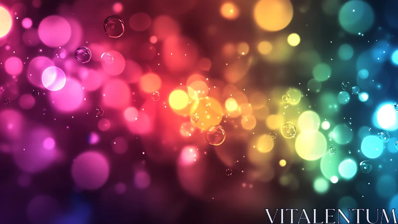 Multicolor bokeh light spheres form dense gradient background