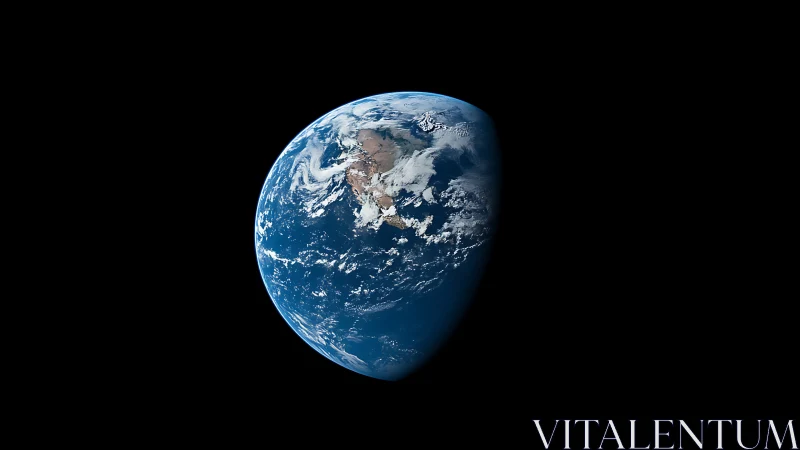 Earth in half-phase orbit framed by deep negative space.