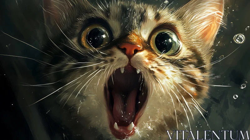 Furious Feline: Wide-Eyed Cat's Explosive Expression of Pure Shock.