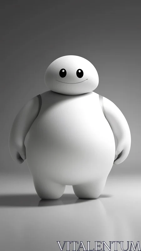 Minimalist 3D white character rendered in soft studio lighting