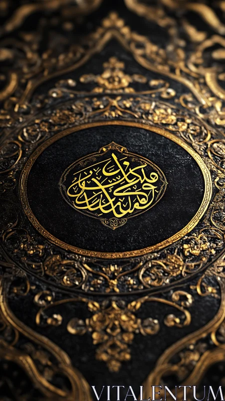 Gilded arabesques cradle luminous Quranic calligraphy