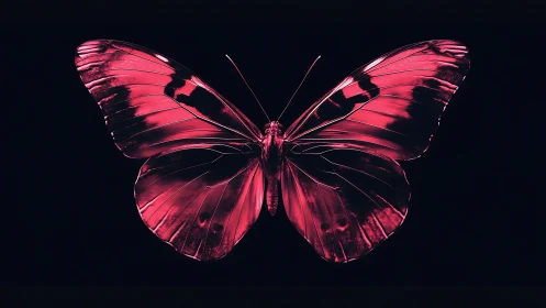 Symmetrical magenta butterfly rendered with high-contrast rim lighting