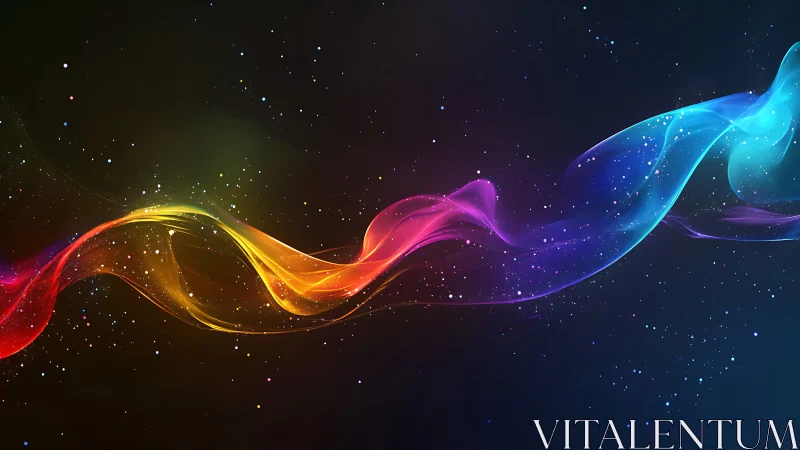 Colorful cosmic ribbon swirling through a starry dream.