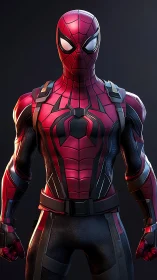 Parametric red arachnid exosuit under studio key lighting.