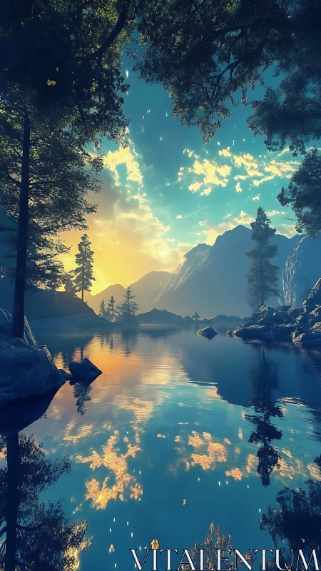 Sky-drunk lake quietly swallows the painted mountain dawn