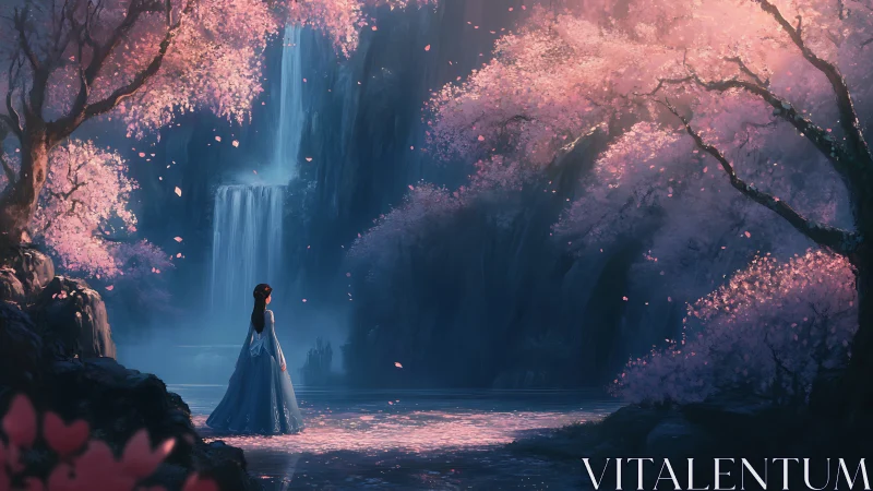 Midnight blossoms cradle a lone dreamer by falling starlight