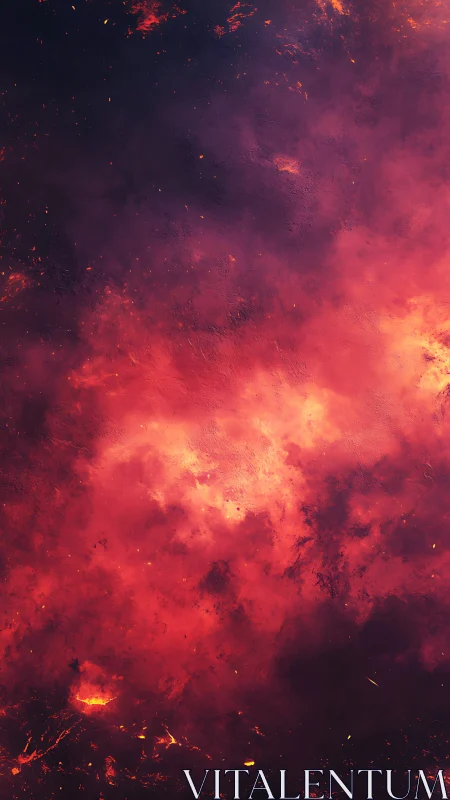 Cosmic Fire Storm: Red Nebula Explosion.