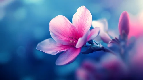 Pink Magnolia Blossom with Shallow Depth of Field.