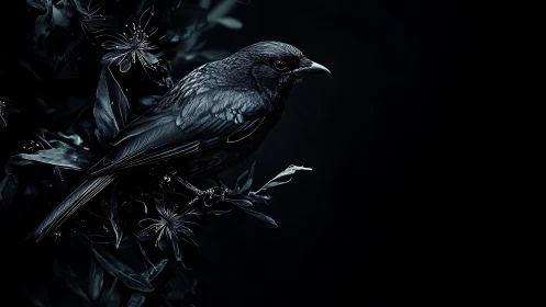 Midnight's Solitary Songbird in Moonlit Silence.