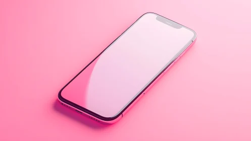 Modern smartphone on pink background in minimalist style.