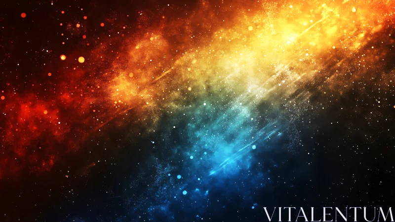 Glowing rainbow nebula drifting through a peaceful night sky.