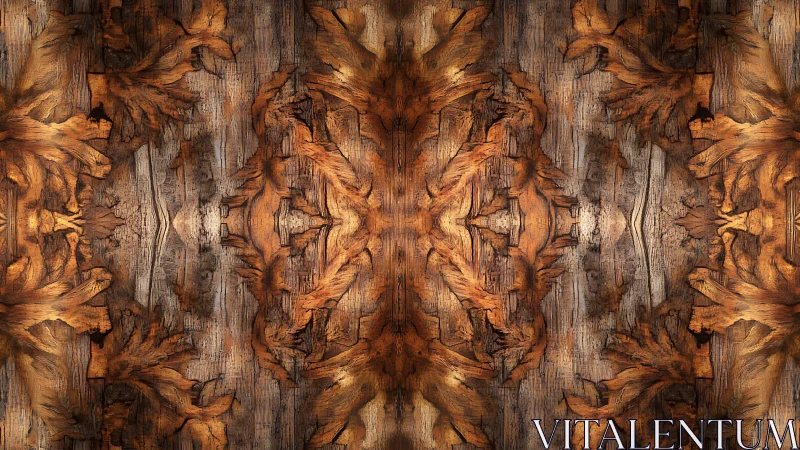 Symmetrical high-contrast wooden texture forming mirrored organic relief