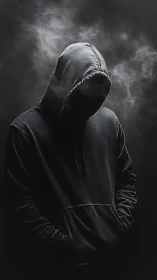 Hooded figure in smoke rendered with high contrast chiaroscuro