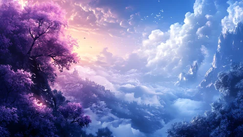 Twilight blossoms trade whispers with sunrise over cloud seas