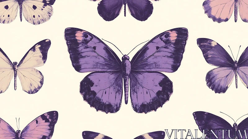 Midnight lavender butterflies in dreamy repeating flight pattern.
