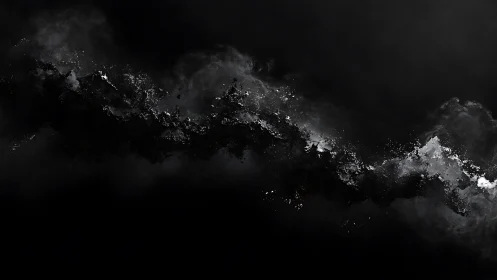 Dark cosmic dust wave flows through deep shadowed space.