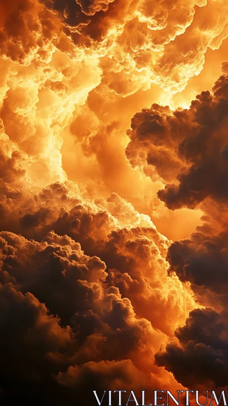 Dramatic Fiery Clouds Breaking Through Golden Sunlight