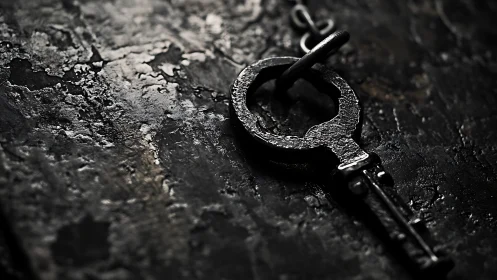 Weathered iron key whispering secrets on worn stone.
