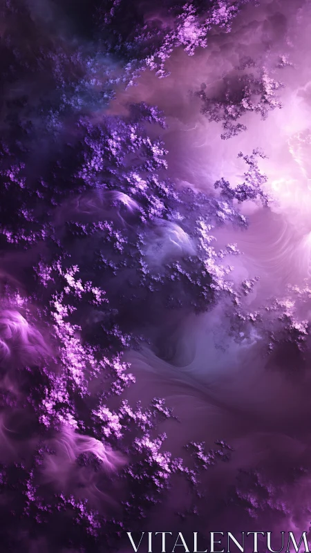 Violet fractal nebula swirls through deep luminous void
