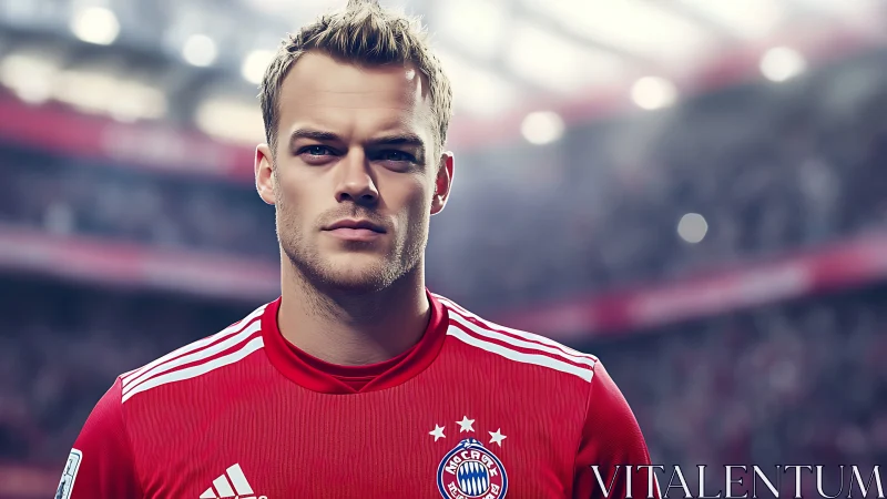 Confident soccer player ready to shine on vibrant matchday.