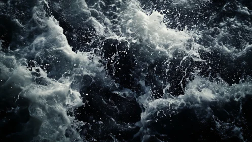 High contrast close-up of turbulent ocean surface.