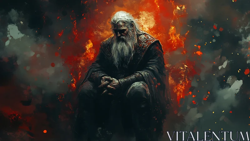 Elder warlock in pyroclastic throne of embers and ash.