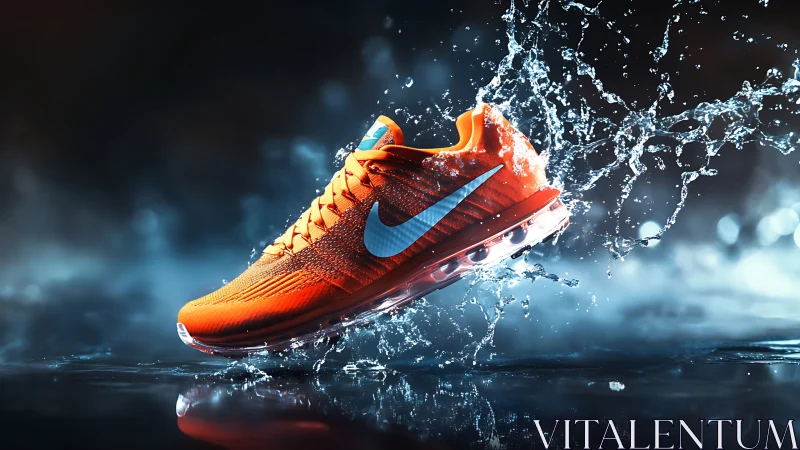 Hydrophobic performance runner impacting water with dynamic splash.