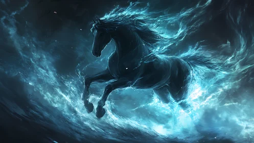 Spectral equine form emerges dynamically from luminescent surf