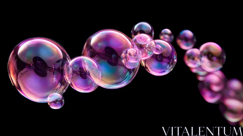 Iridescent Soap Bubbles Floating in Abstract Digital Art Style.
