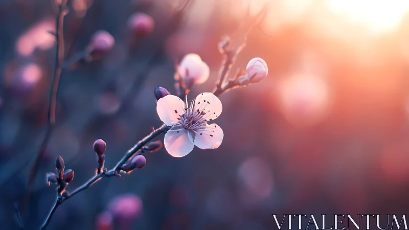 Delicate flower blooms with shallow depth of field rendering