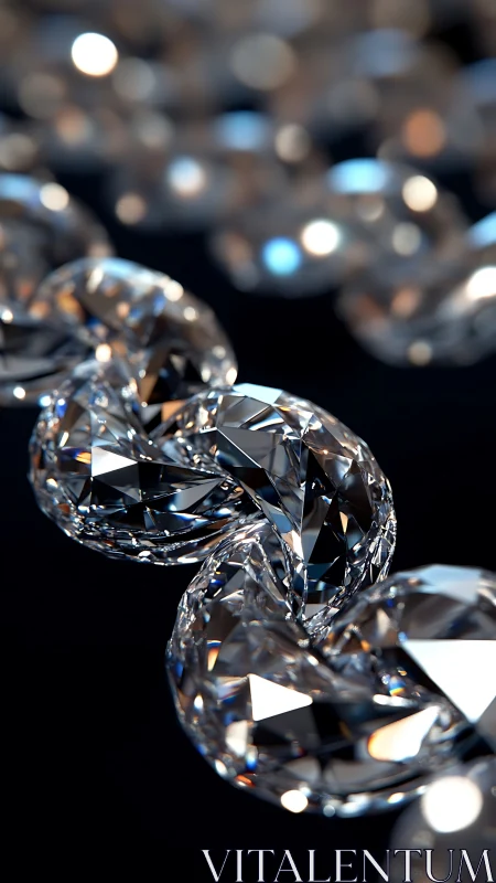 Crystal chain in stellar bokeh, a cascade of faceted fire.