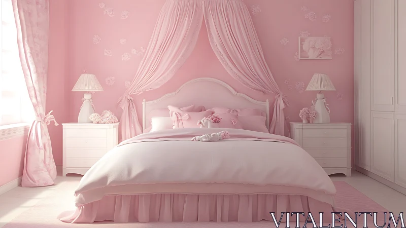 Soft pink canopy bedroom creates a dreamy romantic retreat