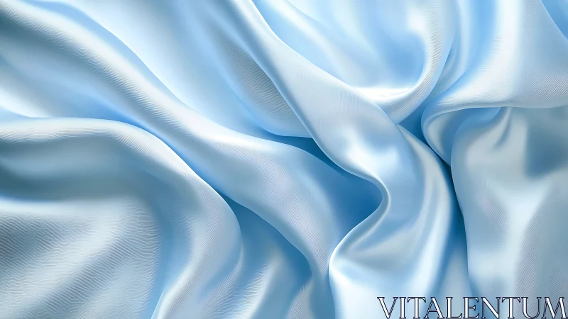 High-gloss pale blue satin fabric with fluid draped folds