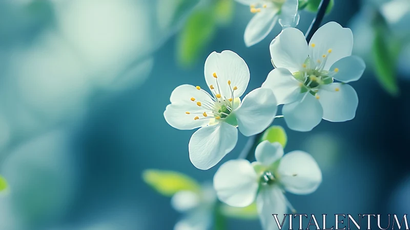 Delicate White Blossoms Dancing in Soft Light.