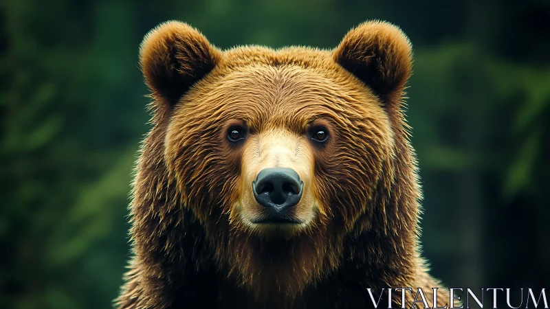 Gentle forest bear gazes forward with quiet curiosity.