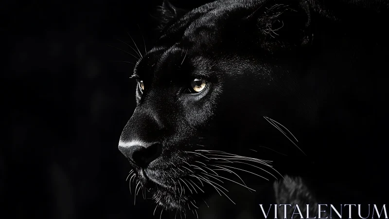 Black Panther Portrait. Golden Eyes Piercing Darkness.