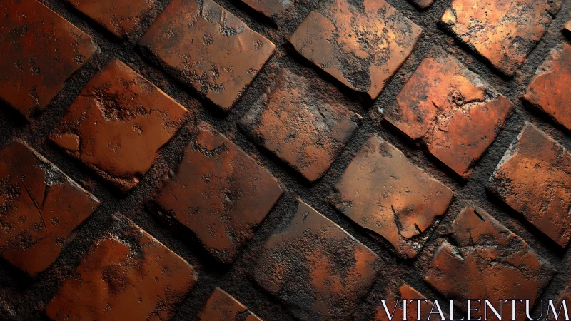 High-detail procedural render of worn terracotta floor tiles