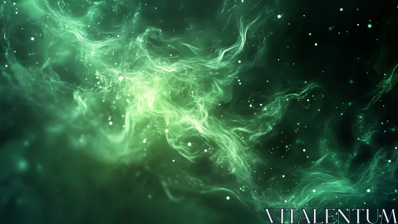 Nebular green currents whisper through a glowing cosmic sea