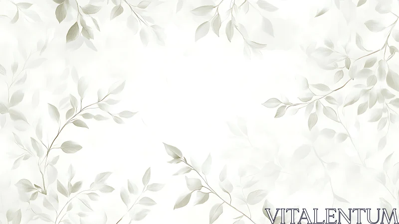 Minimalist botanical branch pattern on soft white backdrop