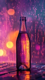 Bottle of neon rain quietly conducts a midnight light show