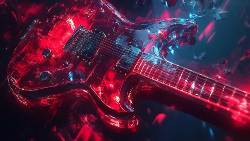 Crystalized electric guitar under bi-chromatic spectral bloom.