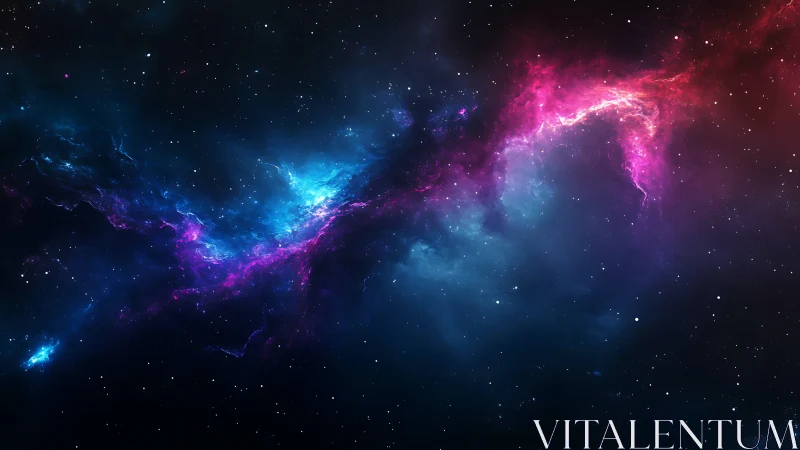 Streaks of neon starlight drift gently through quiet space