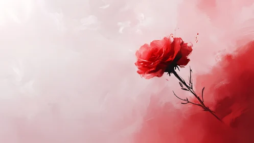 A Radiant Red Rose Floating in Soft Dreamy Light.