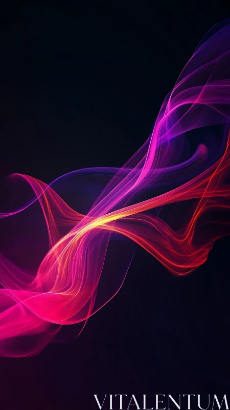 Curved luminous ribbons intersect within a dark abstract field